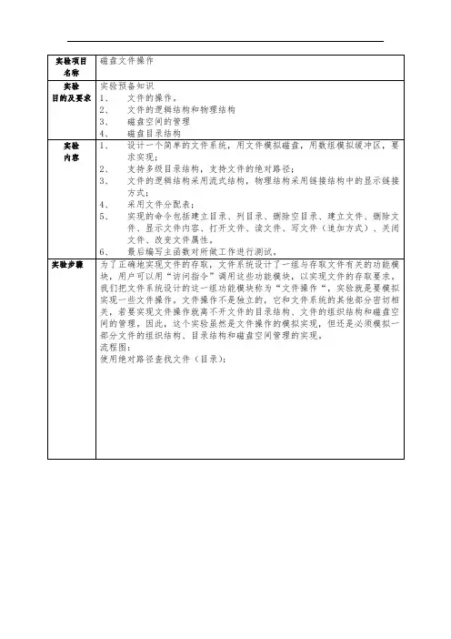 《操作系统》实验报告四-磁盘文件操作