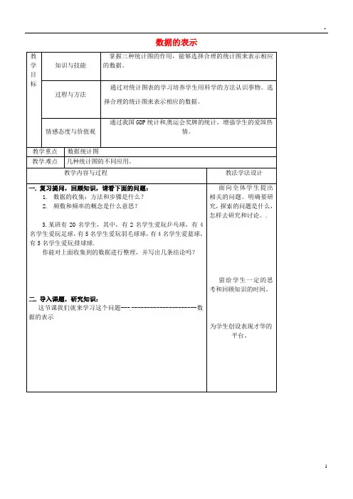 2019八年级数学上册 第15章 数据的收集与表示 15.2 数据的表示教案(1)(新版)华东师大版