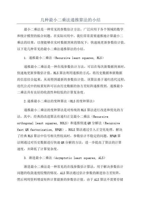几种最小二乘法递推算法的小结