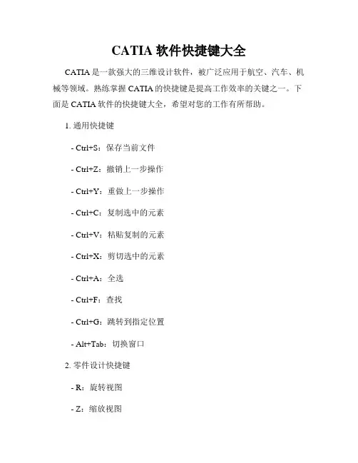 CATIA软件快捷键大全