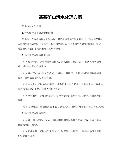 某某矿山污水处理方案