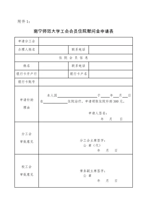 工会会员慰问申请模板