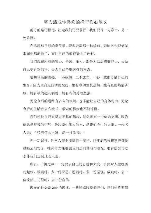 努力活成你喜欢的样子伤心散文