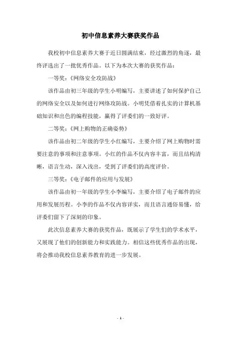 初中信息素养大赛获奖作品