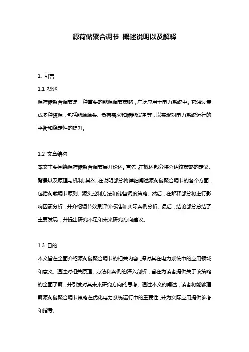源荷储聚合调节_概述说明以及解释