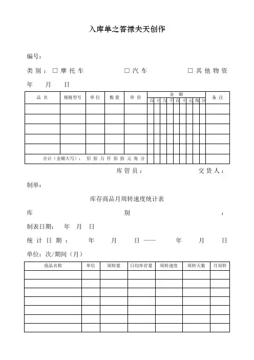仓库管理表格出入库