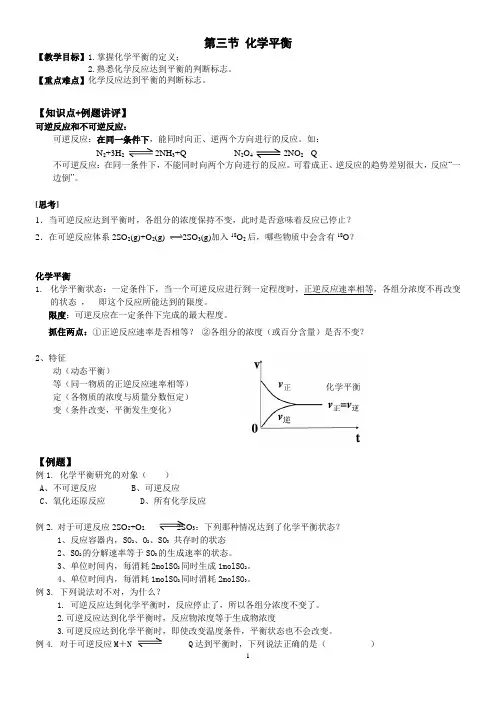 第二章 第三节 化学平衡(知识点+例题讲评)