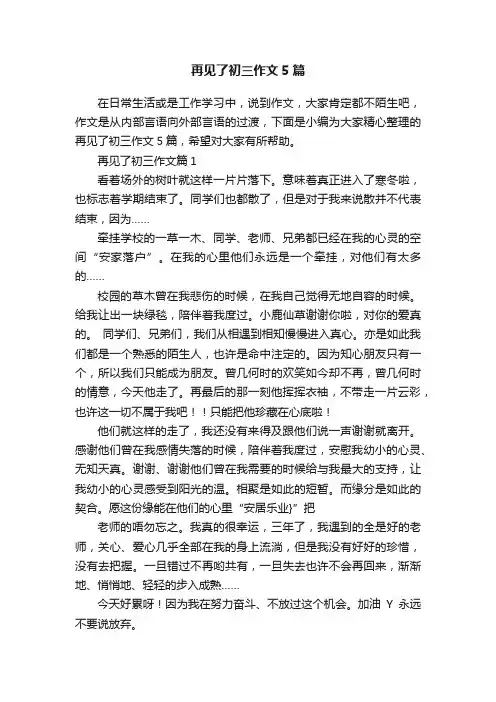 再见了初三作文5篇