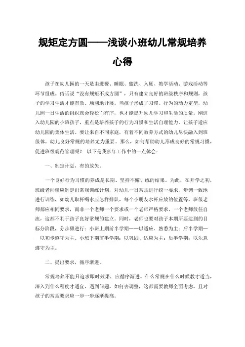 规矩定方圆——浅谈小班幼儿常规培养心得