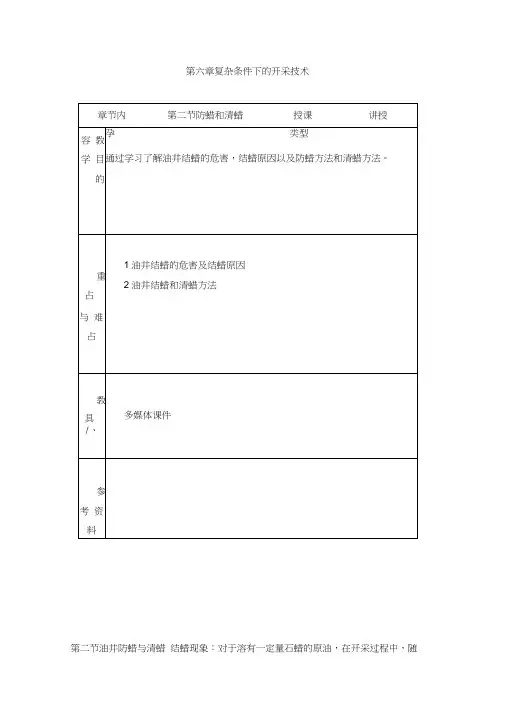 采油工程——防蜡和清蜡