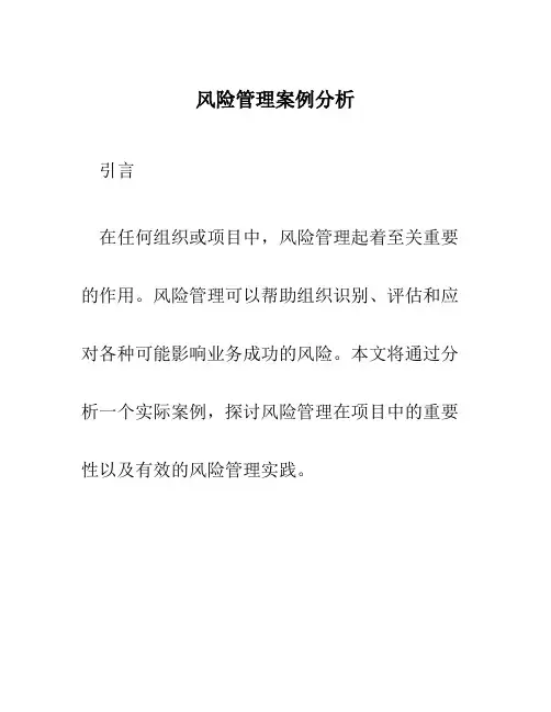 风险管理案例分析