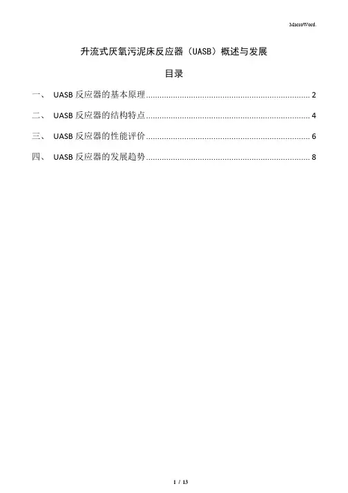 升流式厌氧污泥床反应器(UASB)概述与发展