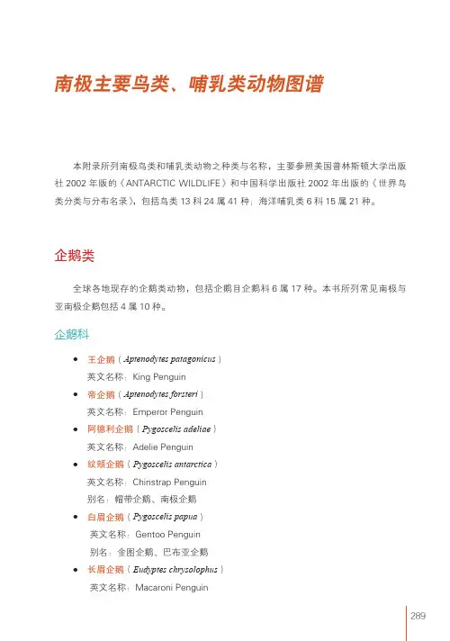南极主要鸟类、哺乳类动物图谱[共15页]