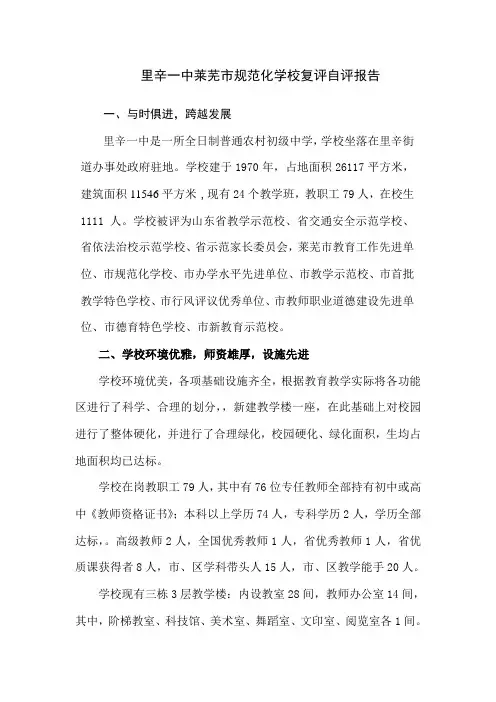 规范化学校申报自评报告
