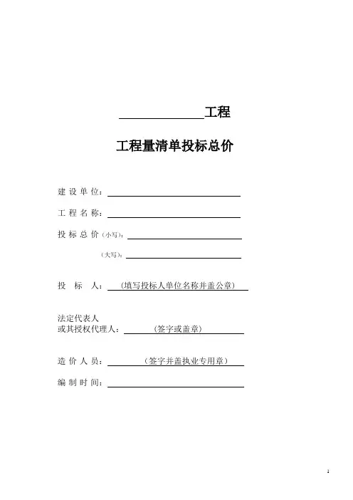 清单计价表格