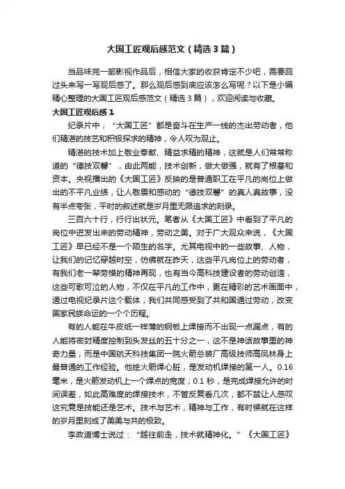 大国工匠观后感范文（精选3篇）