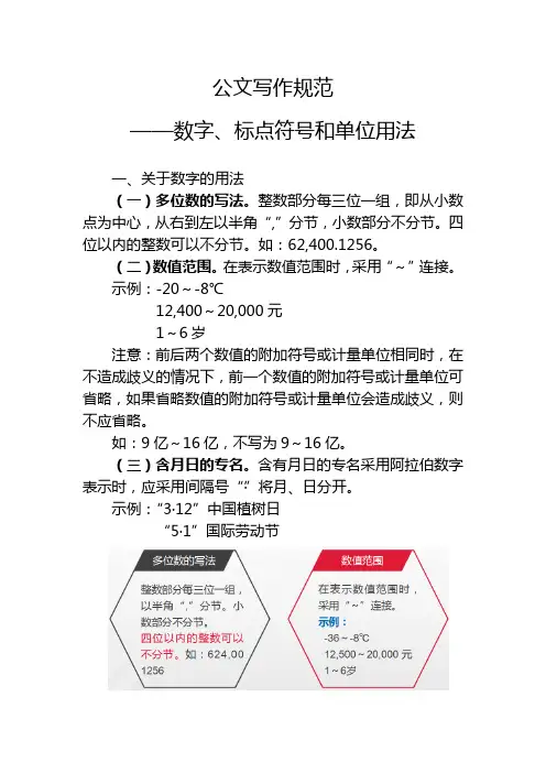 公文写作规范——数字、标点符号和单位用法