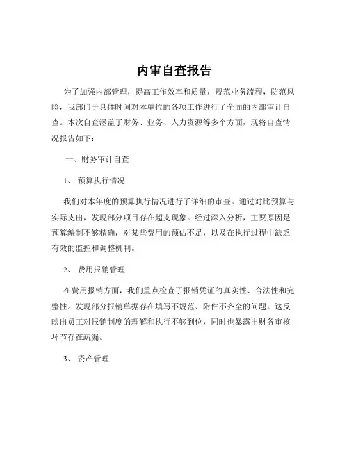 内审自查报告