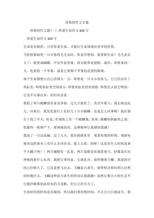 珍惜的作文5篇