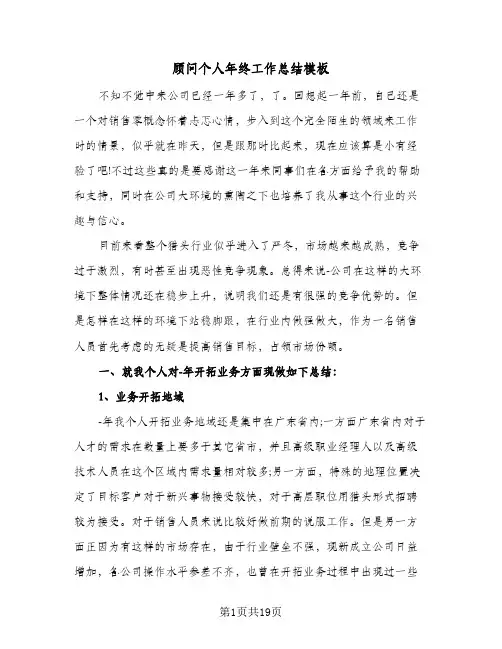 顾问个人年终工作总结模板（5篇）
