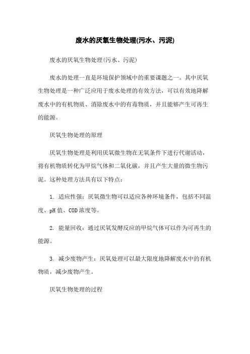 废水的厌氧生物处理(污水、污泥)