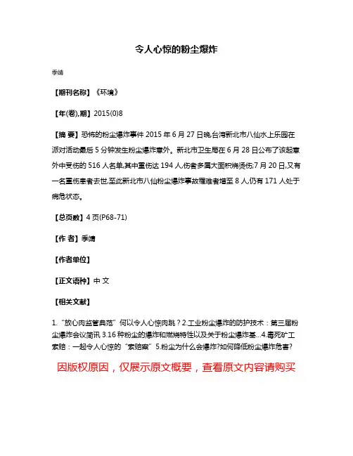 令人心惊的粉尘爆炸