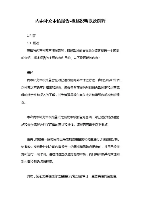 内审补充审核报告-概述说明以及解释