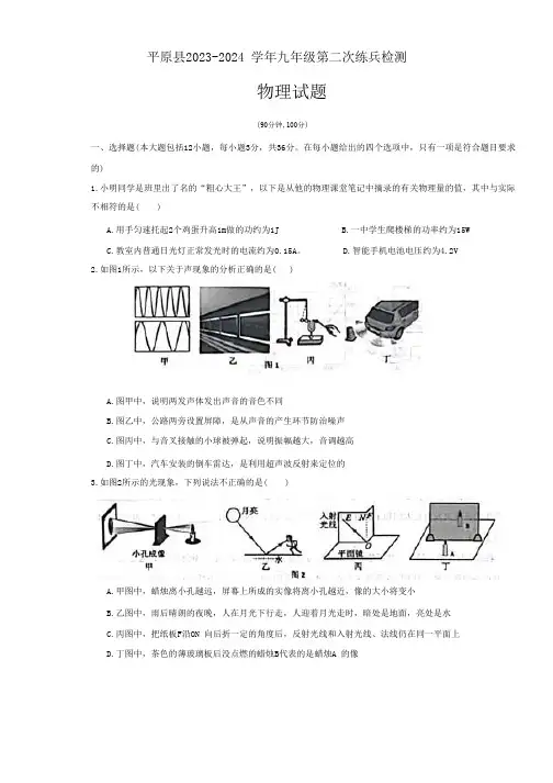 2024年山东省德州市平原县中考物理二模试卷