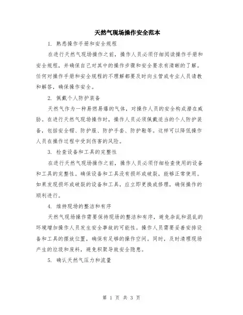 天然气现场操作安全范本
