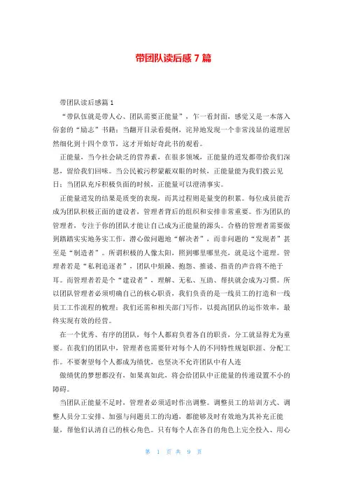 带团队读后感7篇