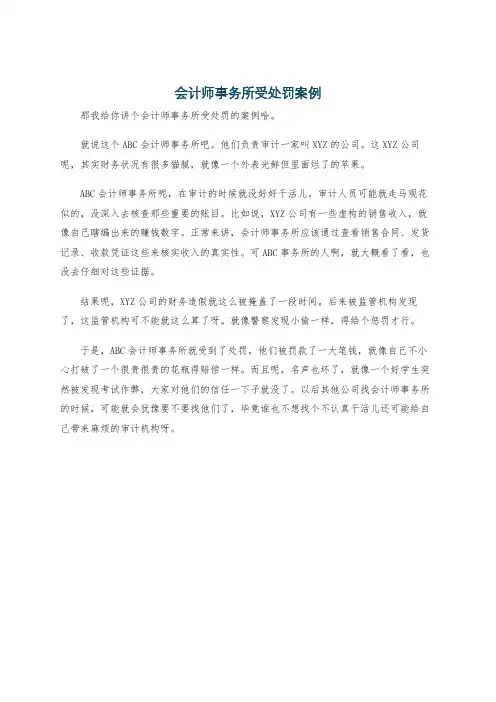 会计师事务所受处罚案例