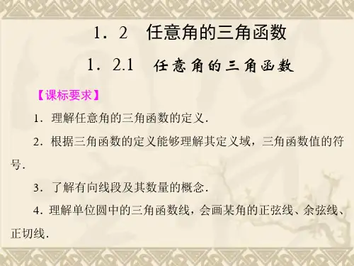 高中新课程数学(苏教版必修四)《1.2.1 任意角的三角函数》课件