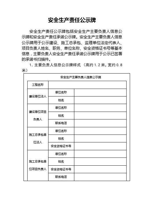 安全生产责任公示牌【模板】