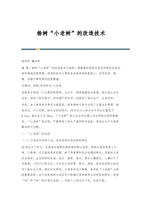 杨树小老树的改造技术