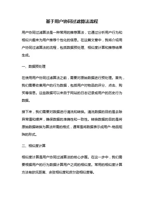 基于用户协同过滤算法流程