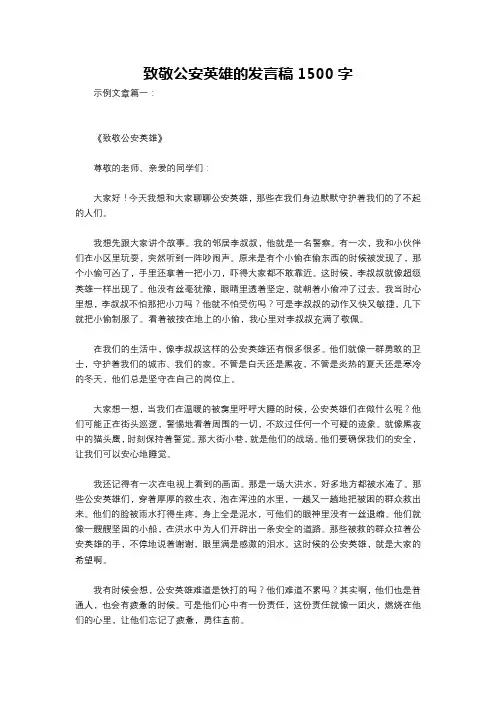 致敬公安英雄的发言稿1500字