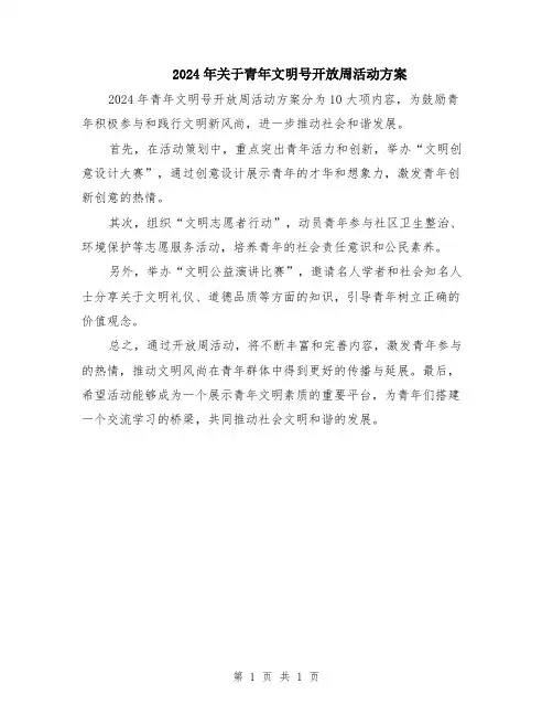 2024年关于青年文明号开放周活动方案