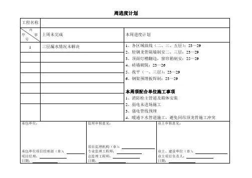 周(月)进度计划