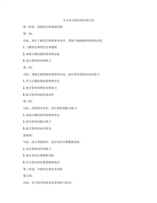 少儿羽毛球培训步伐计划