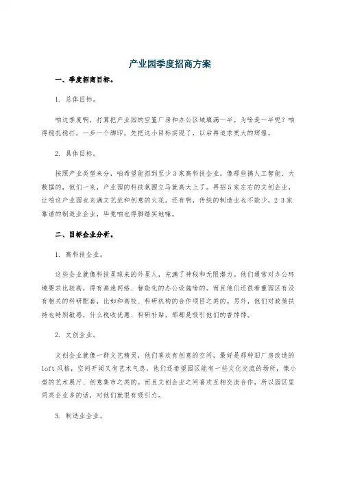 产业园季度招商方案