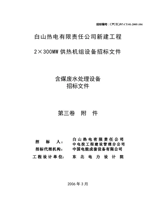 白山热电含煤废水处理技术规范书20060207