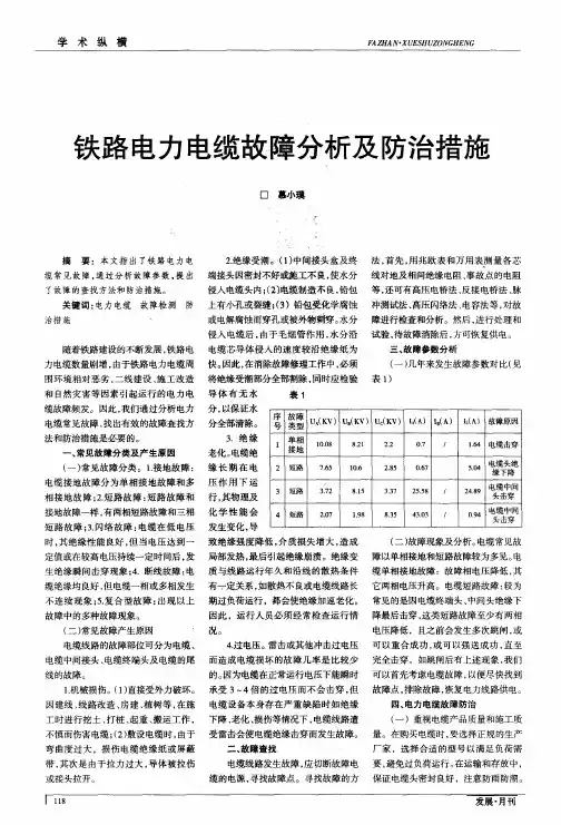 铁路电力电缆故障分析及防治措施