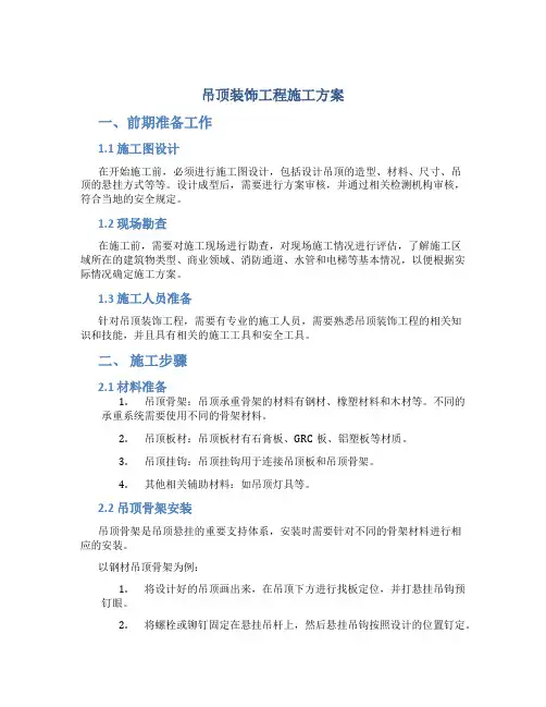 吊顶装饰工程施工方案