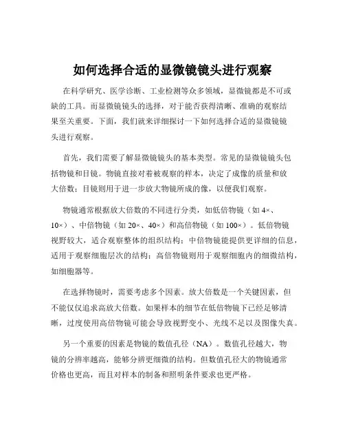 如何选择合适的显微镜镜头进行观察