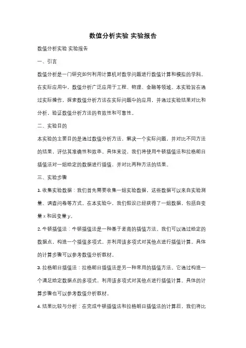 数值分析实验 实验报告