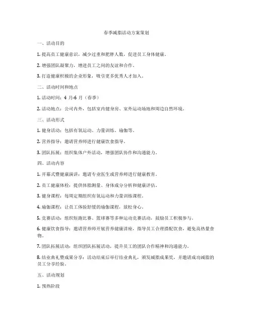 春季减脂活动方案策划