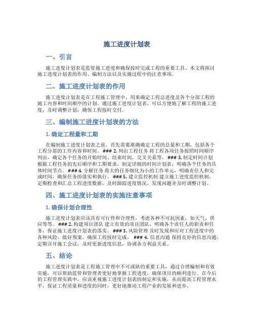 施工进度计划表