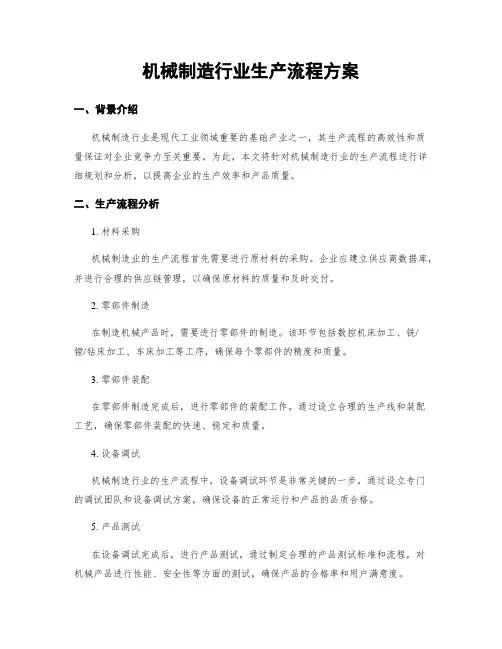 机械制造行业生产流程方案