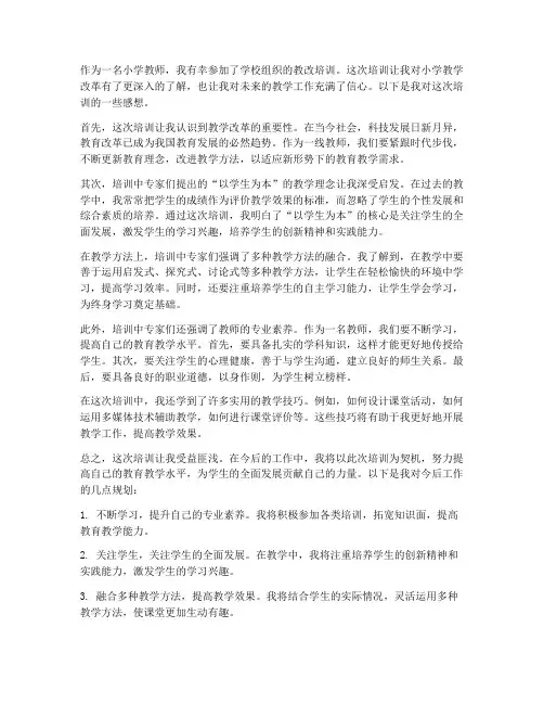 小学教学教改培训感想