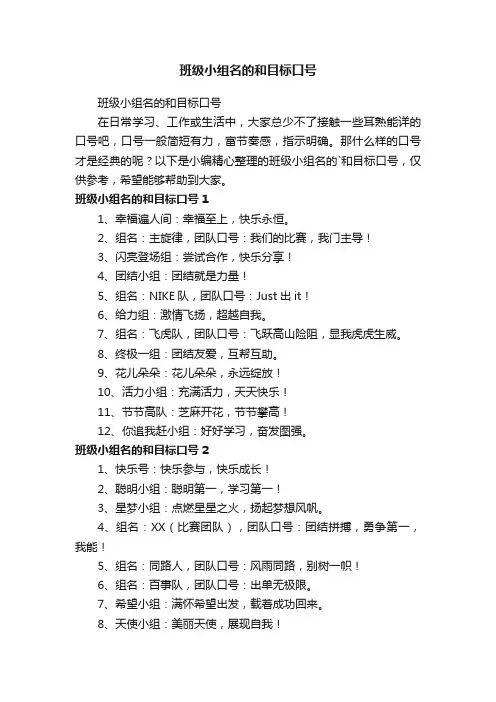 班级小组名的和目标口号